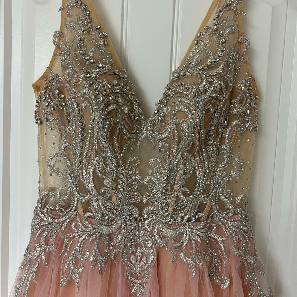 Elegant Pink and Silver Prom/ Formal Dress